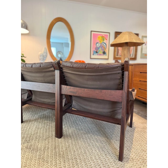 Beautiful Vintage Three Seat High Back “Hunter” Sofa in Leather Attributed to Torbjørn Afdal, Made in Norway, Circa 1960s For Sale - Image 12 of 12