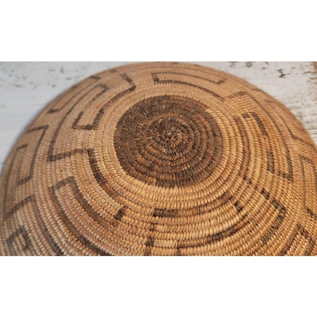 Mid 20th Century Mid 20th Century Large Hand Woven Greek Key Pattern Basket For Sale - Image 5 of 6