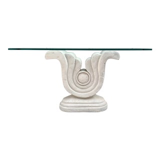 Modern Sculptural Plaster and Glass Console Entry Table For Sale