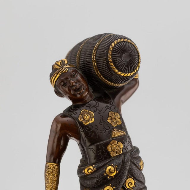 Antique Japanese Meiji Gilt Bronze Labourer Figurine by Miyao Ei, 19th Century For Sale - Image 10 of 18