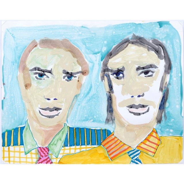 If Wes Anderson Met Marc Foster Grant - Abstract Portraits on Paper Two -Man Portrait by Marc Foster Grant (American, b....
