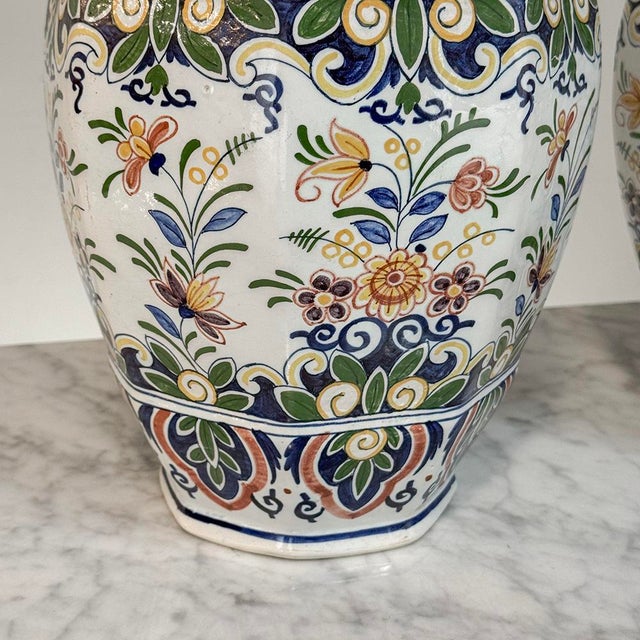 1900s Pair of Boch Frères Keramis Polychrome Lidded Urns For Sale - Image 14 of 18