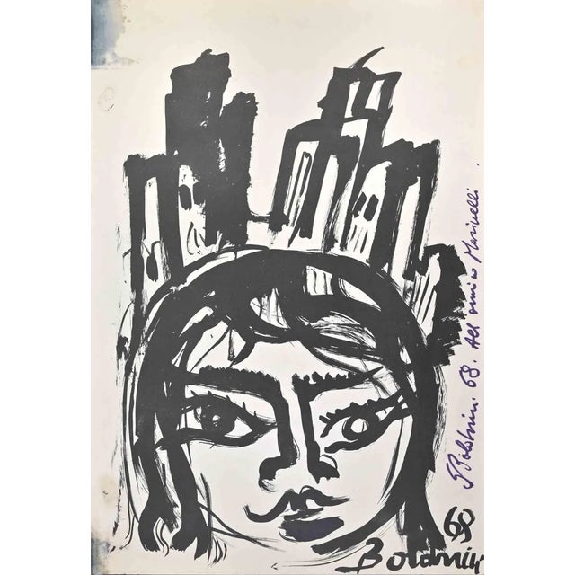 Gustavo Boldrini, The Portrait, Watercolor, 1968 For Sale