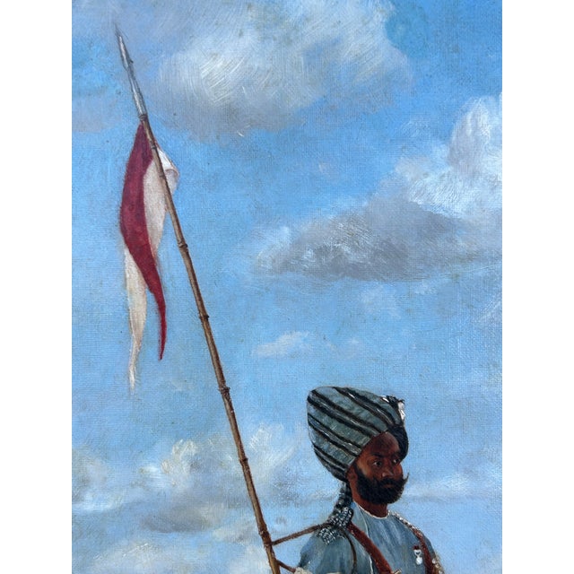 Impressive 19th Century oil painting on canvas of a cavalry officer and horse in a landscape illegibly signed and dated...