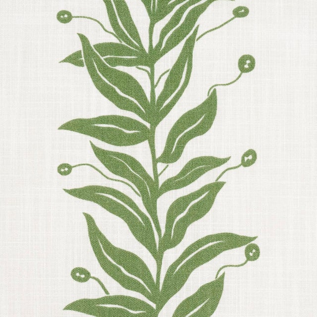 Schumacher SAMPLE - Schumacher x Marian Mcevoy Tendril Stripe Indoor/Outdoor Fabric In Leaf For Sale - Image 4 of 4