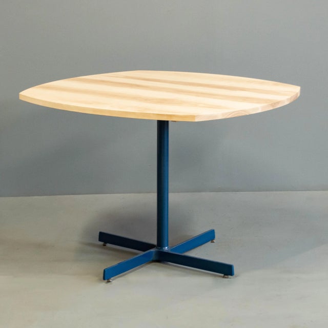 Custom Ash Kitchen Table With Metal Base For Sale In Denver - Image 6 of 6