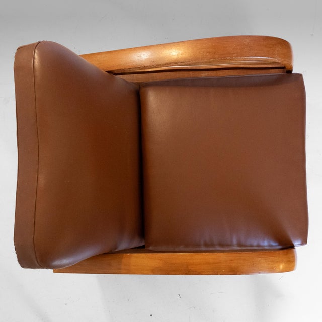 Art Déco Italian Convertible Armchair / Sleeper Chair in Brown Eco-Leather, 1920s. For Sale - Image 14 of 18