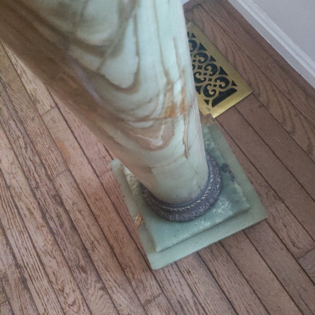19th Century Green Onyx Pedestal With Bronze Scrolling Sleeves For Sale In Philadelphia - Image 6 of 10