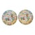 Matching Pair of Vintage h.f.p. Macau, Mid Century, Famille Rose Porcelain Large Decorative Plates/Chargers For Sale