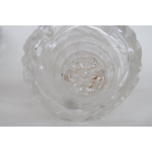 Glass 1940s Bohemian Crystal Salt and Pepper Shaker Pair of 2 Pedestal Base Cut Glass For Sale - Image 7 of 12
