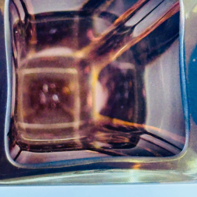 Vintage Murano Glass Vase Vintage Mid-Century Modern Sommerso Glass Square Vase For Sale - Image 15 of 17