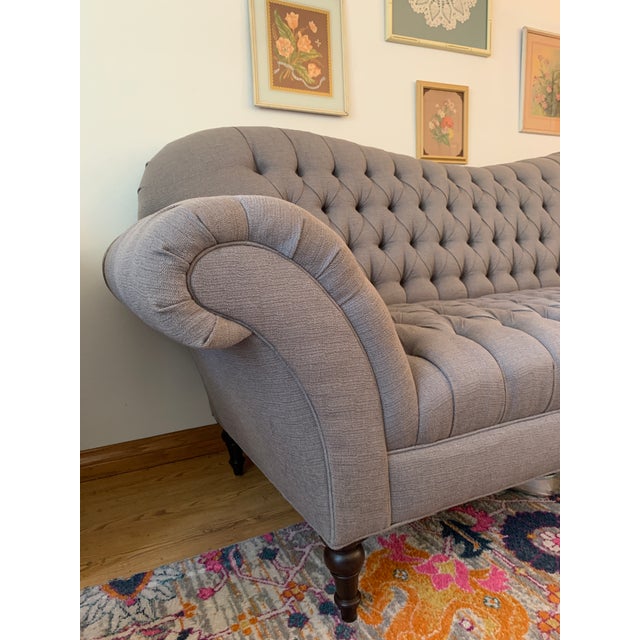 Arhaus Classic Gray Tufted Chesterfield Roll Arm Sofa Notting Hill