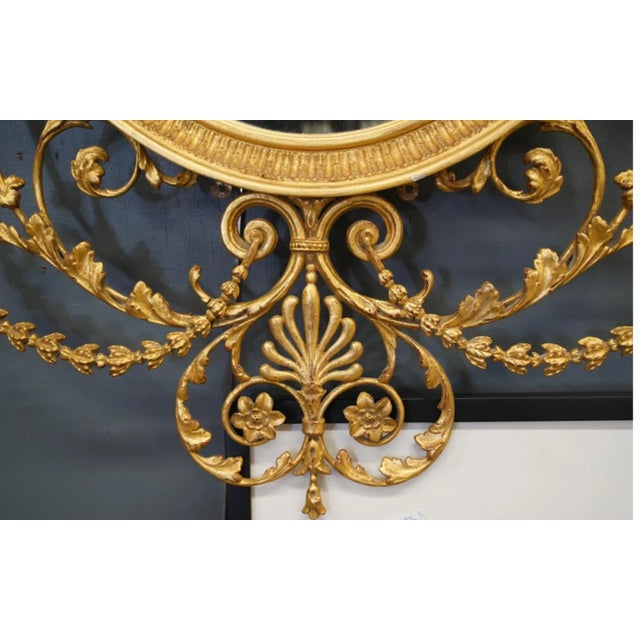 Early 20th Century 18th C Style Regency Giltwood Oval Wall Mirror W Egyptian Sphinx For Sale - Image 5 of 6