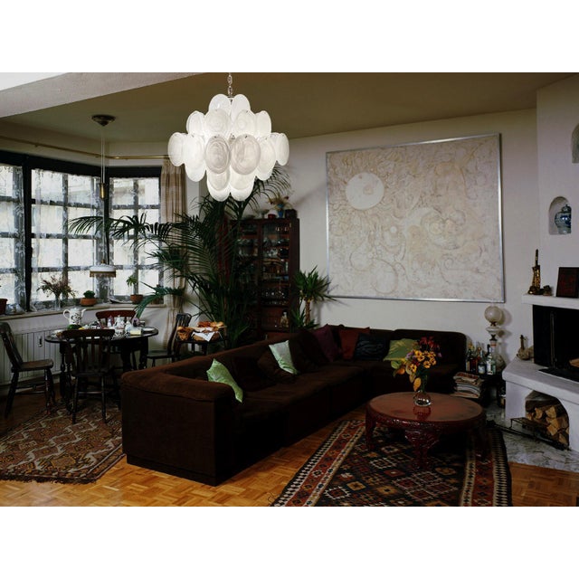 Vintage Italian Murano Chandelier with 36 White Disks, 1990s For Sale - Image 10 of 17