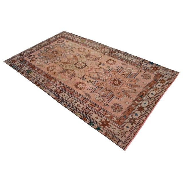Khaki Distressed Turkish Rug Hand Knotted Vintage Oushak Area Rug - 4′ × 6′10″ For Sale - Image 8 of 13