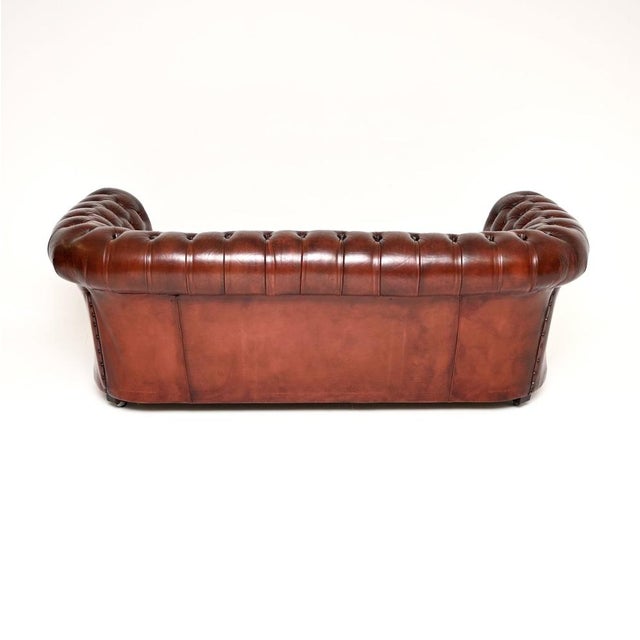 Antique Deep Buttoned Leather Chesterfield Sofa, 1950 For Sale - Image 4 of 11