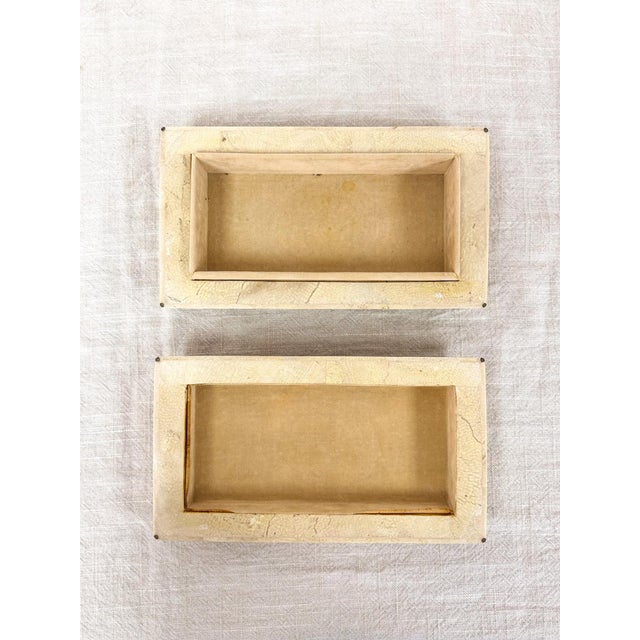 Vintage Tessellated Stone Box Brass Inlay Maitland Smith Style 1970s MCM Decor For Sale - Image 9 of 9