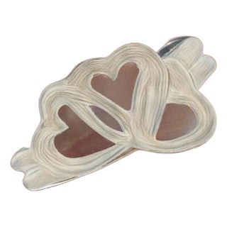 Late 20th Century Tiffany & Co Estate Triple Heart Ring Size 6 Sterling Silver 2.2 Grams For Sale