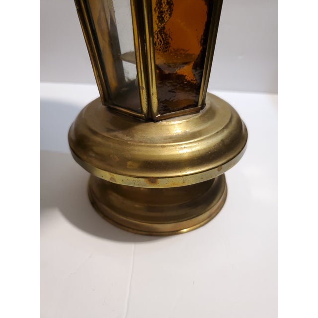 1960s Vintage Brass Lanterns With Etched Glass A Pair Chairish