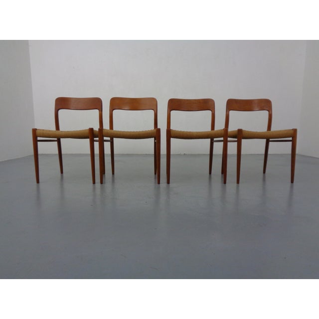 Set of 4 Model 75 teak chairs. Designed by Niels O. Möller. This piece has an attribution mark, I am sure that it is...