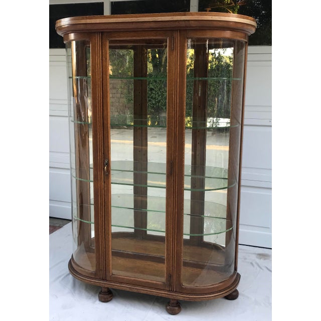 Antique Round Glass Wood China Curio Cabinet Chairish