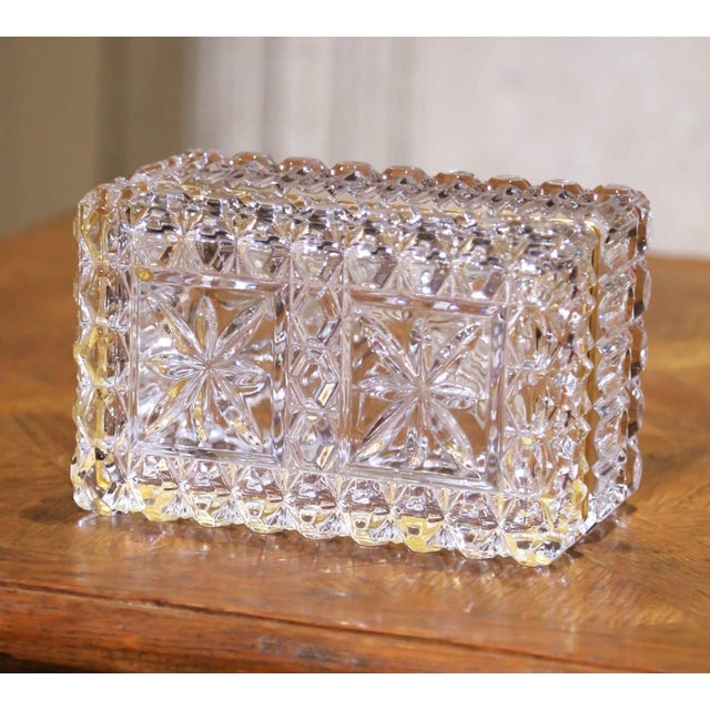 Early 20th Century French Baccarat-Style Cut Glass and Brass Jewelry Box For Sale - Image 10 of 10