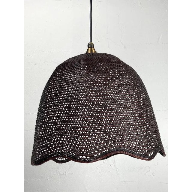 Rattan & Wicker Webbing Beehive Hanging Lamp, 1930s For Sale - Image 4 of 12