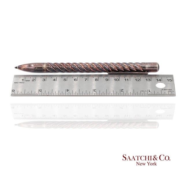 David Yurman Vintage Sterling Silver With Black Onyx Cable Pen For Sale - Image 9 of 10