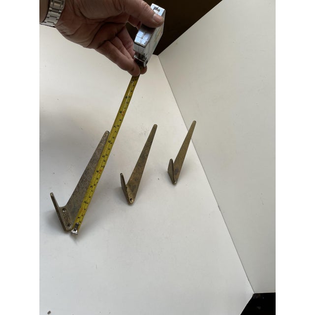 Metal Mid-Century Modern Asymmetrical Brass Coat Wall Hooks by Hertha Baller, 1950s, Set of 3 For Sale - Image 7 of 10