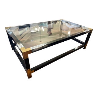 Theodore Alexander Rectangle Coffee Table Faux Horn With Brass Accents For Sale