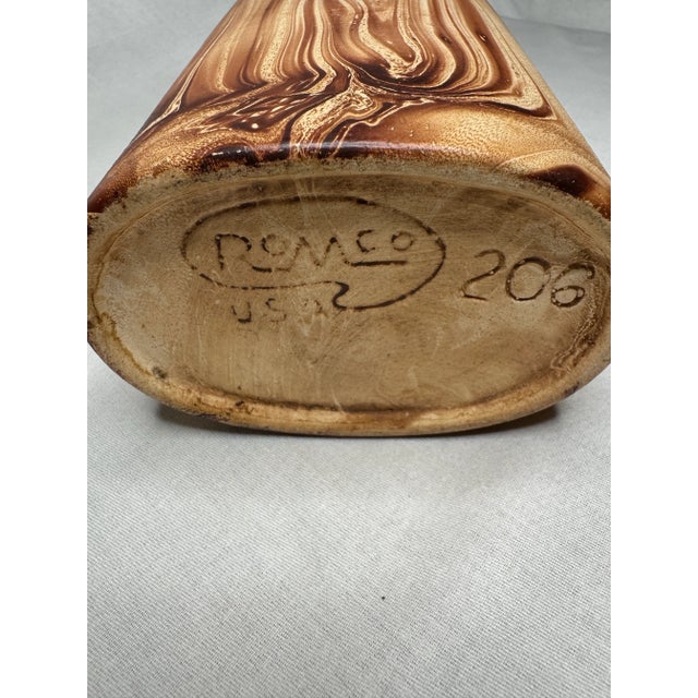Ceramic Frenc;h Country Faux Bois Ceramic Vase, Brown & Cream For Sale - Image 7 of 9
