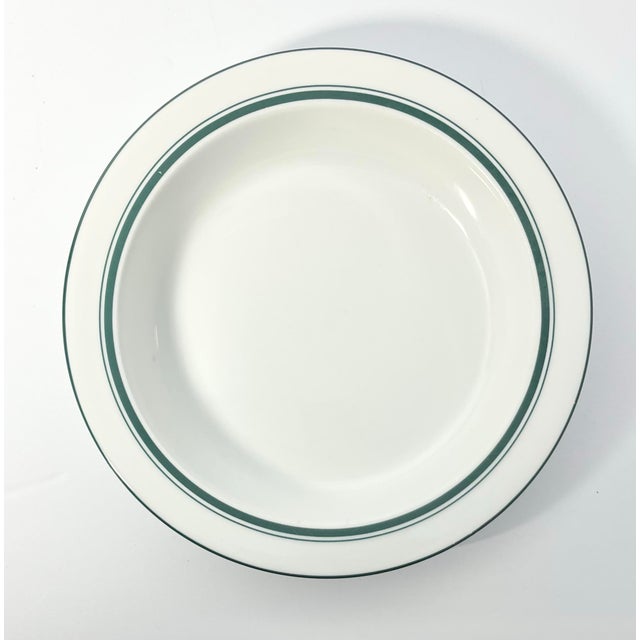 Mid-Century Modern 1990s Dansk “Christianshavn, Green” Set of 4 Porcelain Rim Soup Bowls For Sale - Image 3 of 5
