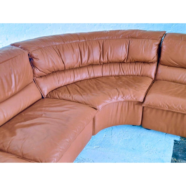Large Italian Five-Piece Modular Corner Sofa Set in Cognac Leather, 1970s For Sale - Image 12 of 15