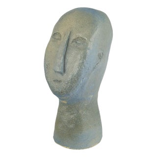 Minimalist European Studio Ceramic Stoneware Bust, 1980s For Sale