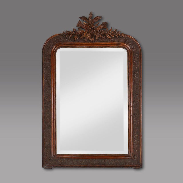Louis Philippe Mirror in Plaster and Wood with Handcrafted Decorations, France, 1890s For Sale - Image 12 of 12