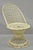 Attributed to Russell Woodard Mid Century Modern Woven Spun Fiberglass Side Chair. Item features round pedestal base,...