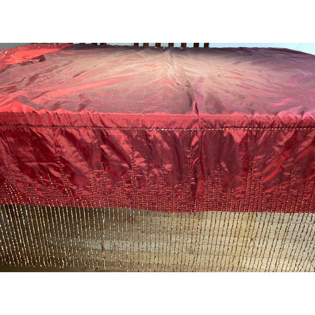 Modern Sethi & Sethi Modern Glam Beaded Fringe Silk Tablecloth For Sale - Image 3 of 7