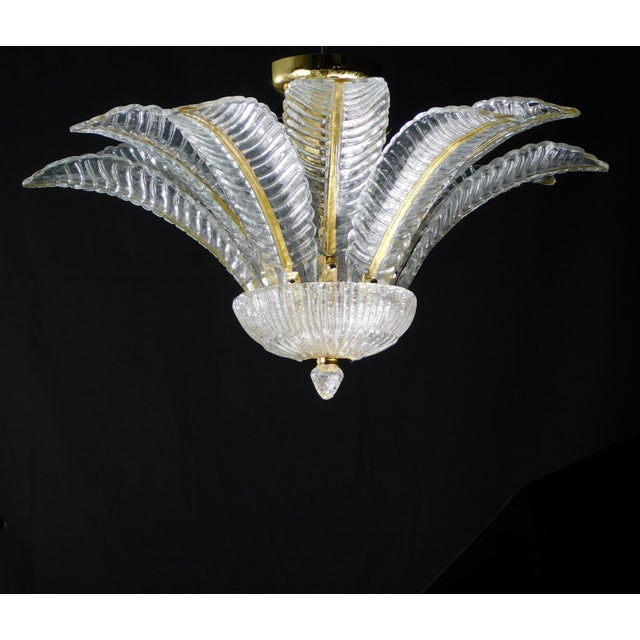 Vintage Palmette Pendant Light in Crystal Glass with Gold Thread, 1985 For Sale - Image 11 of 14