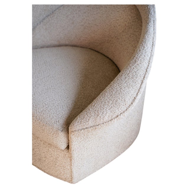 Pair of Adrian Pearsall Tilt Swivel Lounge Chairs in Oatmeal Bouclé, C. 1960s For Sale - Image 14 of 15