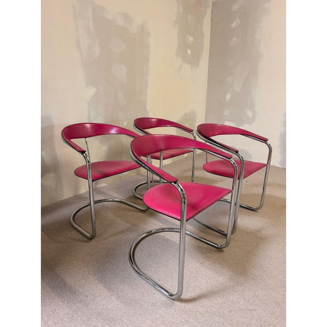 Mid-Century Modern Canasta Cantilever Chairs in Pink, 1980s, Set of 4 For Sale - Image 3 of 16
