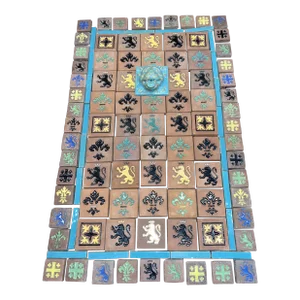 Vintage 1930's Gladding McBean Tile Co. Wall Fountain With Lion Faced Spitter and Catalina Tile Company Tiles, 115 Pieces