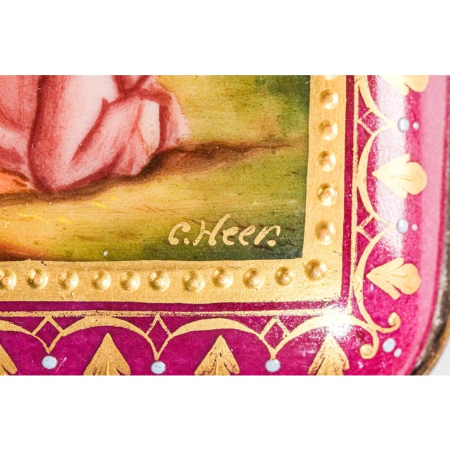 Ceramic Quality Hand Painted Antique Porcelain Trinket Jewelry Box For Sale - Image 7 of 17