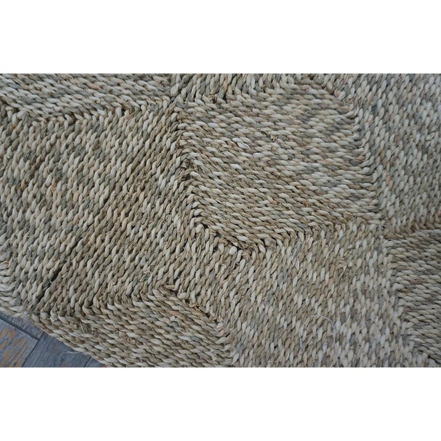 1940s 1940s Rustic Beige Antique Geometric Modern Moroccan Reed Square Woven Wool Rug For Sale - Image 5 of 10