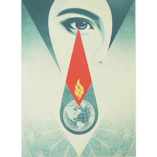 Shepard fairey aka obey giant (1970)tear flameoriginal color silkscreen printsigned and dated 2024 in pencilon vellum, 46...