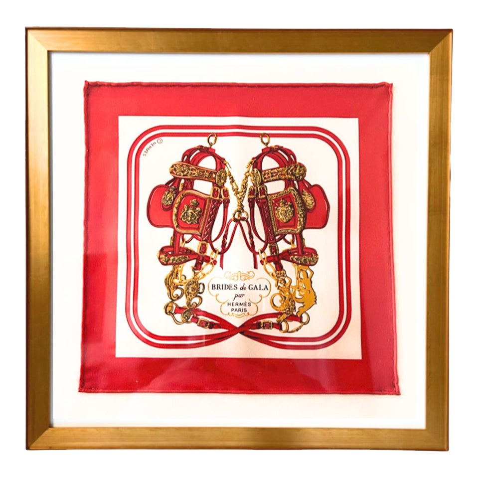 Hermes Brides De Gala Red Framed Vintage Silk Scarf 12