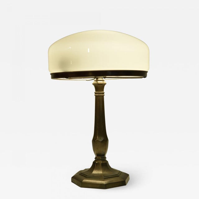 Swedish Grace Copper and Hand Blown Glass Table Lamp, 1920s For Sale - Image 9 of 10