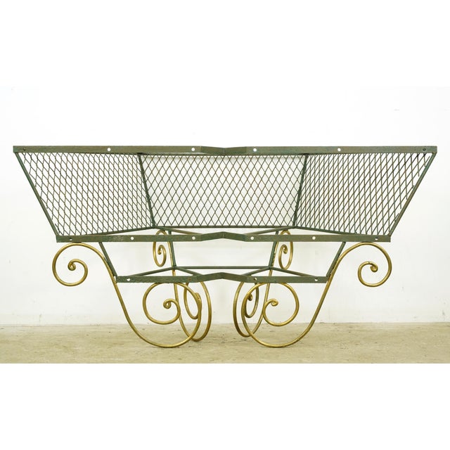 1940s French Green & Gold Wrought Iron Console Base For Sale - Image 6 of 11