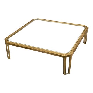 Brass and Glass Coffee Table, 1970s For Sale