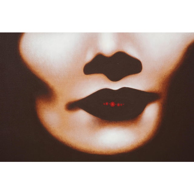 1990s "Dietrich" Contemporary Original Acrylic Portrait Painting by Lynn Curlee For Sale - Image 5 of 6