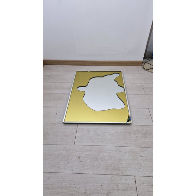 Mirror with Shaped Yellow Decoration, 1990s For Sale - Image 12 of 12